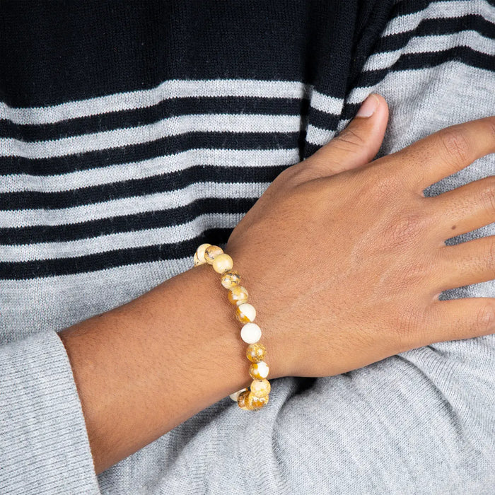 Picture Jasper Beads Bracelet - 2.5 Inches | Semi precious Wrist Band/ Beaded Hand Band