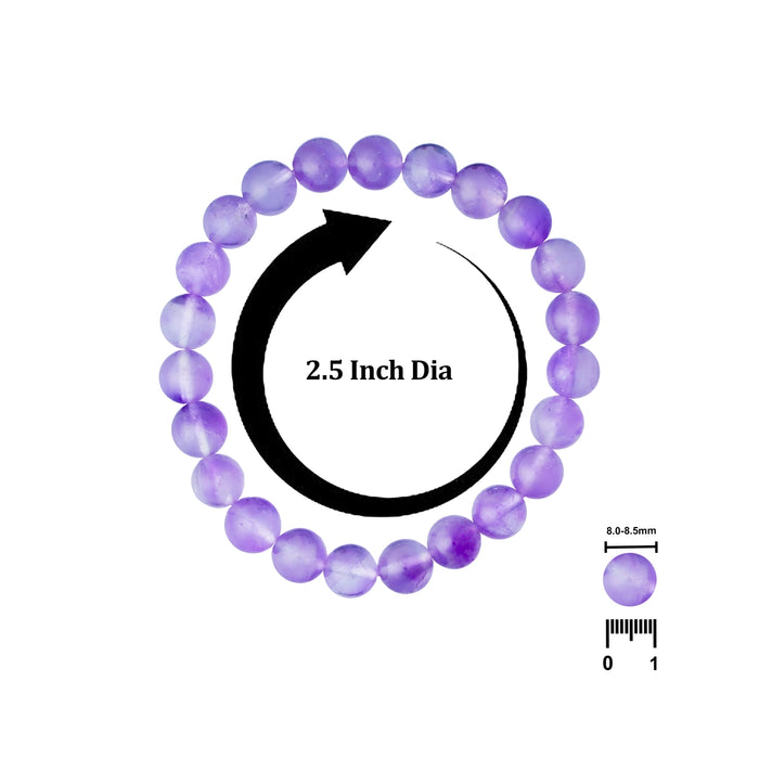 Amethyst Bracelet - 2.5 Inches | Amethyst Crystal Bracelet/ Amethyst Bead Hand Band for Men & Women