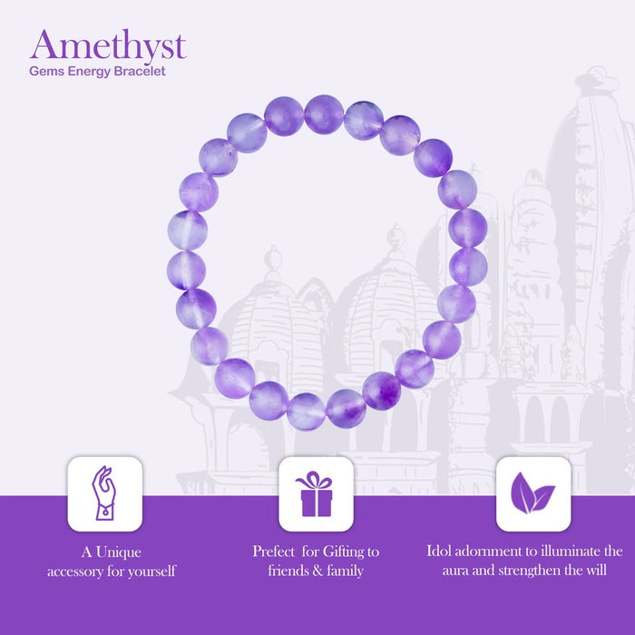 Amethyst Bracelet - 2.5 Inches | Amethyst Crystal Bracelet/ Amethyst Bead Hand Band for Men & Women