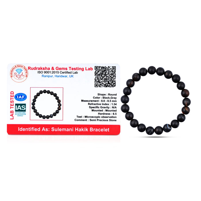Sulemani Hakik Bracelet - 2.5 Inches | Black Hakik Bracelet/ Black Sulemani Hakik Bracelet for Men & Women