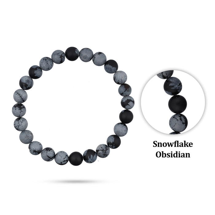 Snowflake Obsidian Bracelet - 2.5 Inches | Semi Precious Hand Band/ Gem Stone Wrist Band