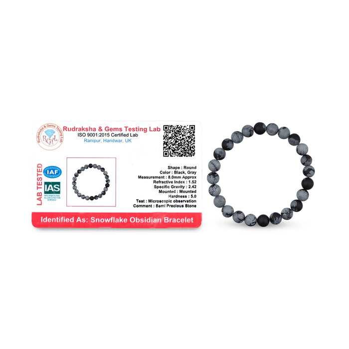Snowflake Obsidian Bracelet - 2.5 Inches | Semi Precious Hand Band/ Gem Stone Wrist Band