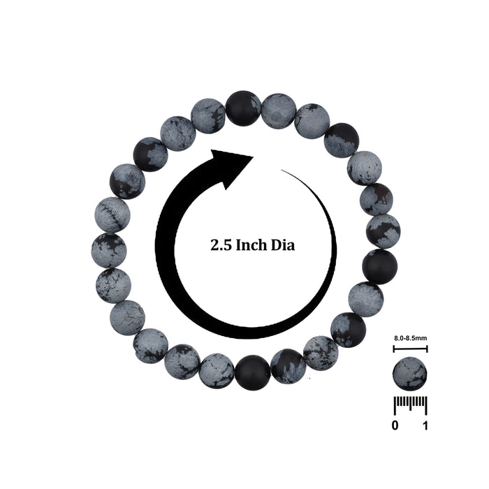 Snowflake Obsidian Bracelet - 2.5 Inches | Semi Precious Hand Band/ Gem Stone Wrist Band