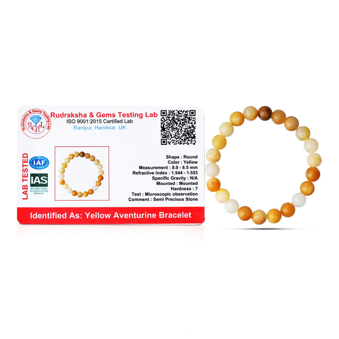 Yellow Aventurine Bracelet - 2.5 inches | Semi precious Wrist Band / Beaded Hand Band/