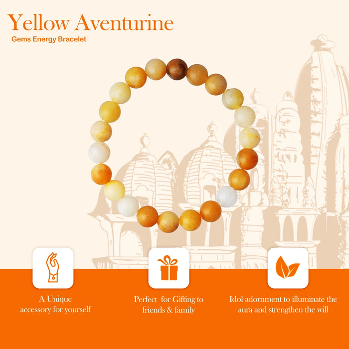 Yellow Aventurine Bracelet - 2.5 inches | Semi precious Wrist Band / Beaded Hand Band/