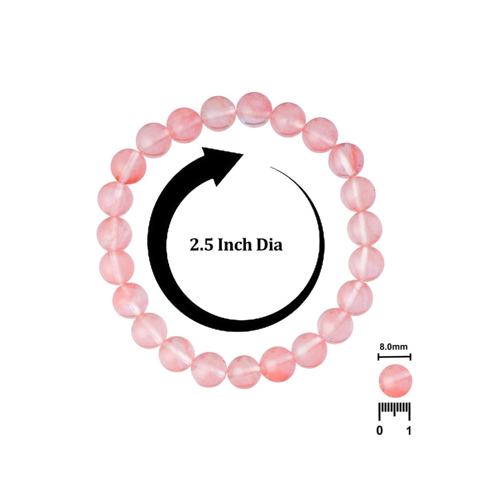 Cherry Quartz Bracelet - 2.5 Inches | Crystal Bracelet/ Quartz Gemstone Bracelet For Love & Emotional Balance