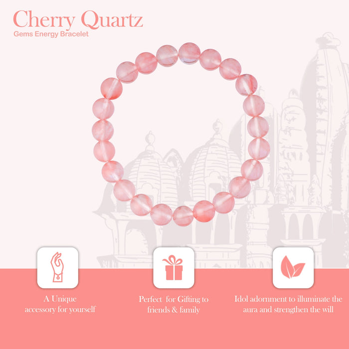 Cherry Quartz Bracelet - 2.5 Inches | Crystal Bracelet/ Quartz Gemstone Bracelet For Love & Emotional Balance