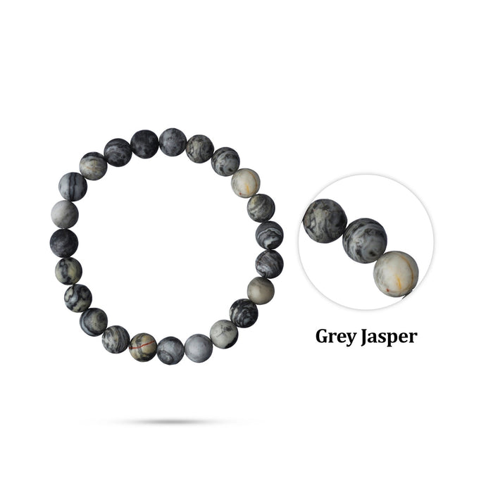 Grey Jasper Bracelet- 2.5 Inches | Jasper Gemstone Bracelet/Crystal Jewellery For Stability & Grounding Support