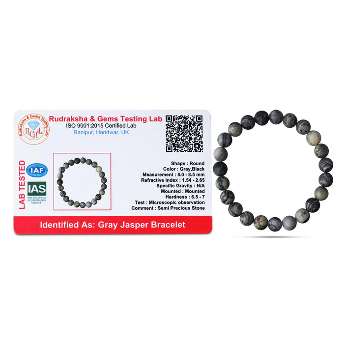 Grey Jasper Bracelet- 2.5 Inches | Jasper Gemstone Bracelet/Crystal Jewellery For Stability & Grounding Support