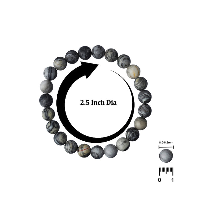 Grey Jasper Bracelet- 2.5 Inches | Jasper Gemstone Bracelet/Crystal Jewellery For Stability & Grounding Support