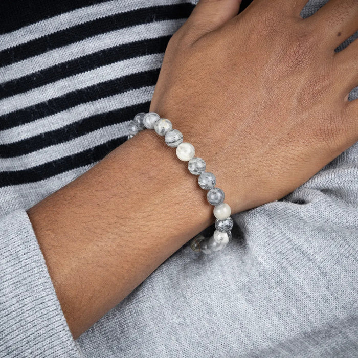 Grey Jasper Bracelet- 2.5 Inches | Jasper Gemstone Bracelet/Crystal Jewellery For Stability & Grounding Support
