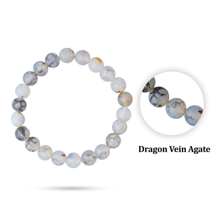 Dragon Vein Agate Bracelet - 2.5 Inches | Gemstone Energy Bracelet/ Agate Bead Wrist Band