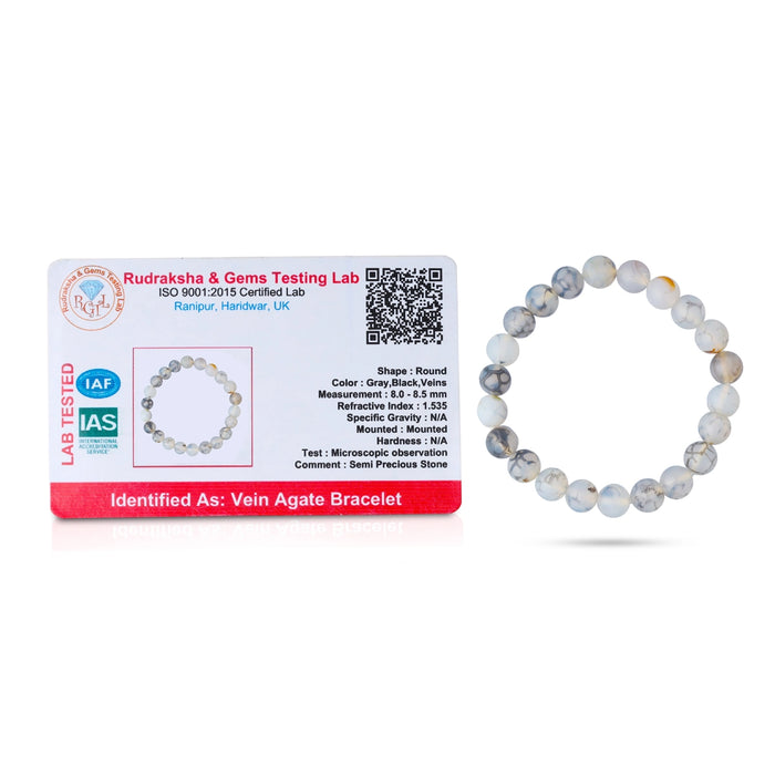 Dragon Vein Agate Bracelet - 2.5 Inches | Gemstone Energy Bracelet/ Agate Bead Wrist Band