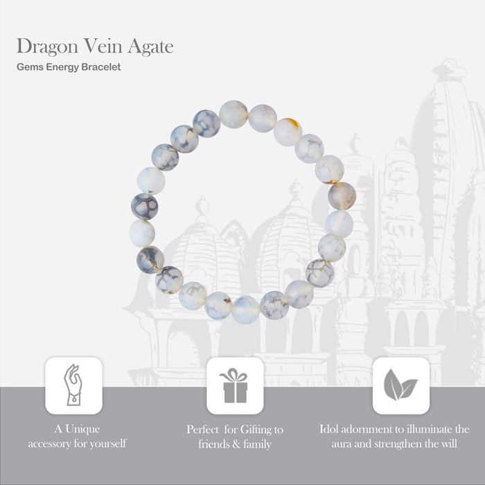 Dragon Vein Agate Bracelet - 2.5 Inches | Gemstone Energy Bracelet/ Agate Bead Wrist Band