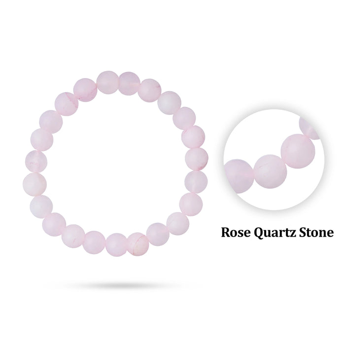 Rose Quartz Bracelet - 2.5 Inches | Semi precious stone Wrist Band/ Rose Crystal Hand Band