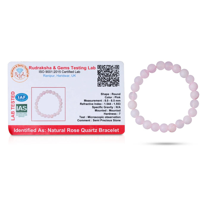 Rose Quartz Bracelet - 2.5 Inches | Semi precious stone Wrist Band/ Rose Crystal Hand Band