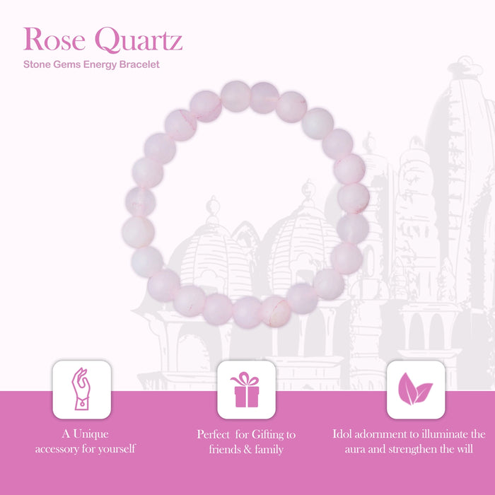 Rose Quartz Bracelet - 2.5 Inches | Semi precious stone Wrist Band/ Rose Crystal Hand Band
