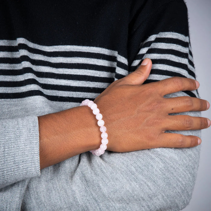 Rose Quartz Bracelet - 2.5 Inches | Semi precious stone Wrist Band/ Rose Crystal Hand Band