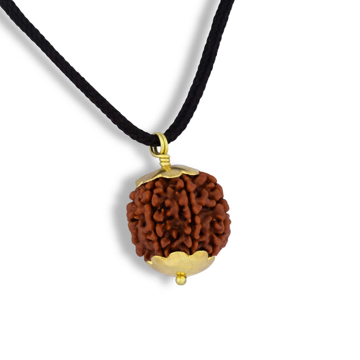 7 Mukhi Rudraksha Bead | Nepali Seven Mukhi Rudraksha/ Golden Cup Seven Faced Rudraksha Pendant for Men & Women