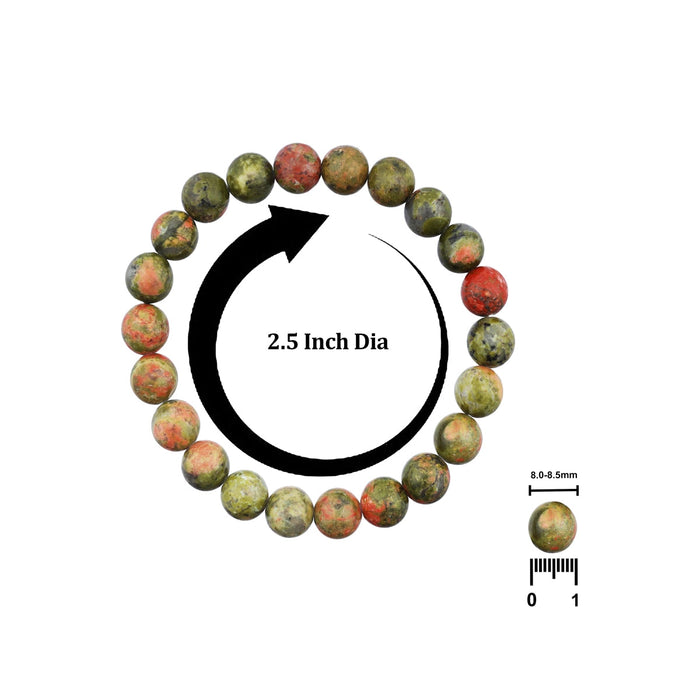 Unakite Bracelet - 2.5 Inches | Gemstone Bracelet/ Crystal Jewellery For Heart Healing & Spiritual Alignment