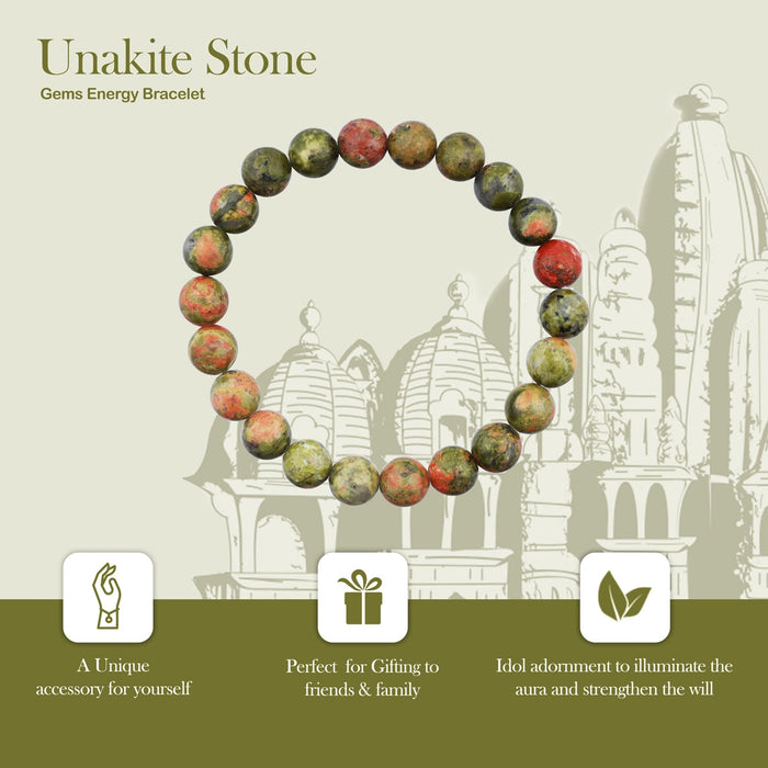 Unakite Bracelet - 2.5 Inches | Gemstone Bracelet/ Crystal Jewellery For Heart Healing & Spiritual Alignment