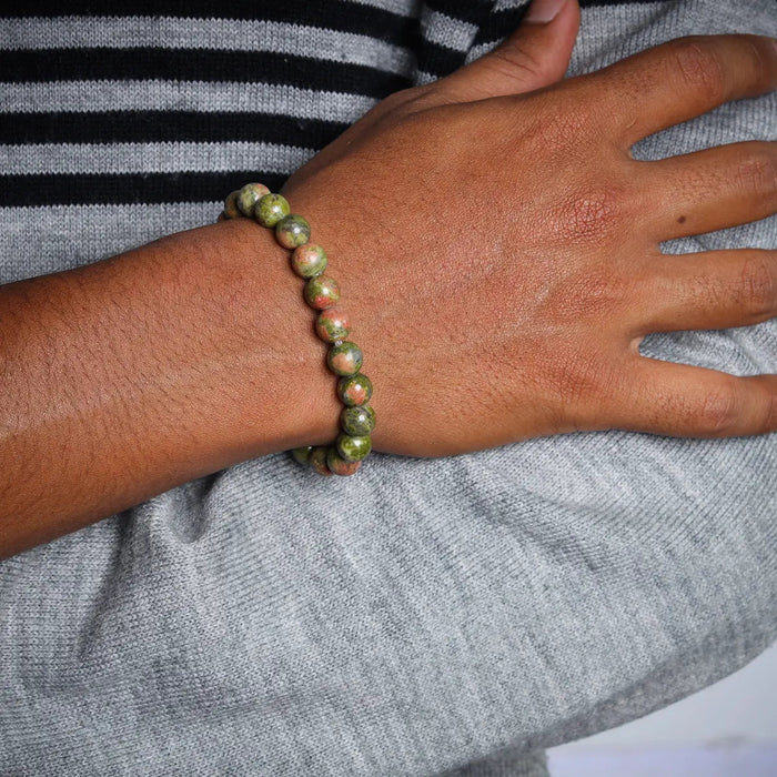 Unakite Bracelet - 2.5 Inches | Gemstone Bracelet/ Crystal Jewellery For Heart Healing & Spiritual Alignment