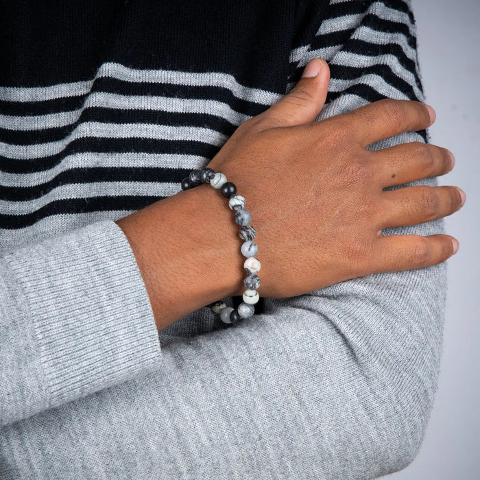Black Web Jasper Bracelet - 2.5 Inches | Stone Jewellery/ Black Web Gem Bracelet For Protection And Strength