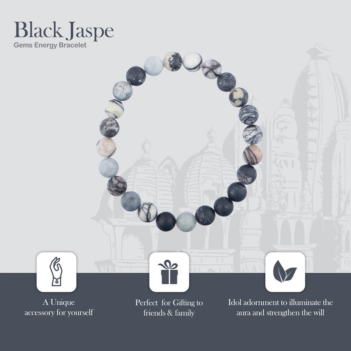 Black Web Jasper Bracelet - 2.5 Inches | Stone Jewellery/ Black Web Gem Bracelet For Protection And Strength