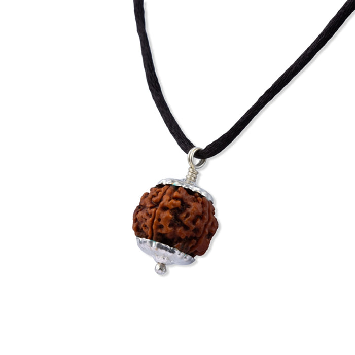 7 Mukhi Rudraksha Bead | Nepali Seven Mukhi Rudraksha Bead/ Silver Cup Seven Faced Rudraksha for Men & Women