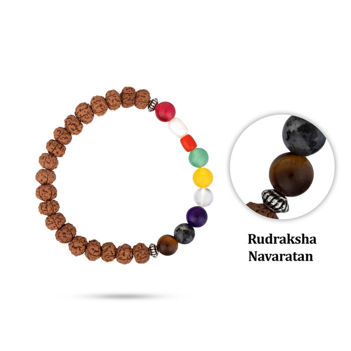 Rudraksha Navratna Bracelet | Bracelet Rudraksh/ Rudraksha Hand Band/ Rudraksha Bracelet for Men & Women