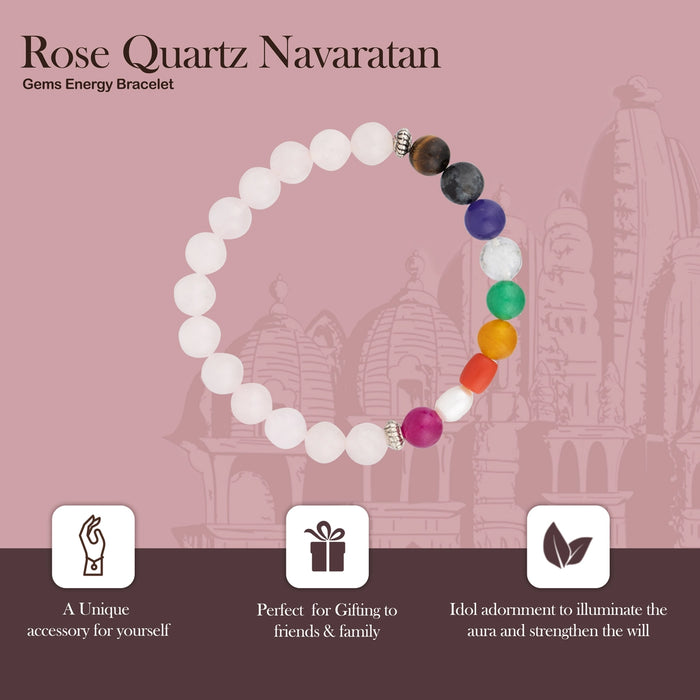 Rose Quartz Navaratan Bracelet | Navratan Bracelet/ Gem Stone Navaratna Bracelet for Men & Women