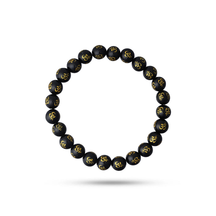 Black Onyx Om Mani Bracelet - 2.5 Inches | Gem Stone Bracelet/ Crystal Bracelet For Protection