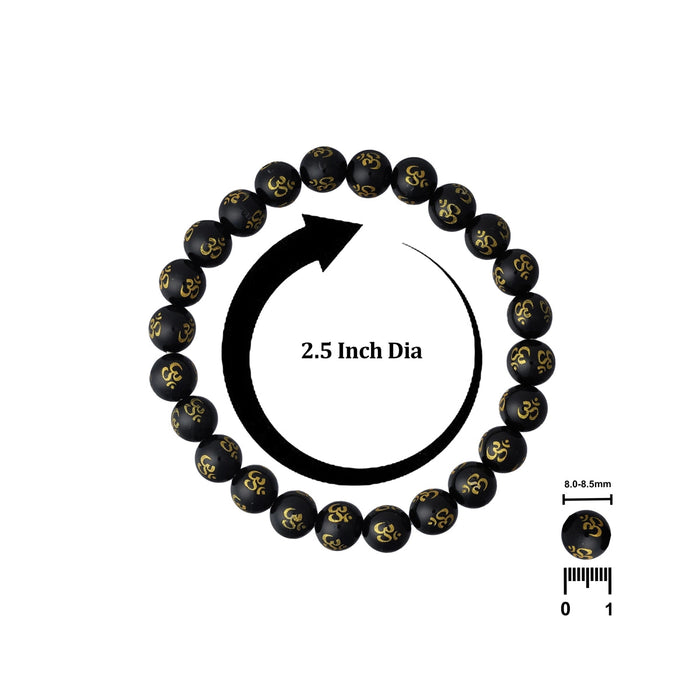 Black Onyx Om Mani Bracelet - 2.5 Inches | Gem Stone Bracelet/ Crystal Bracelet For Protection