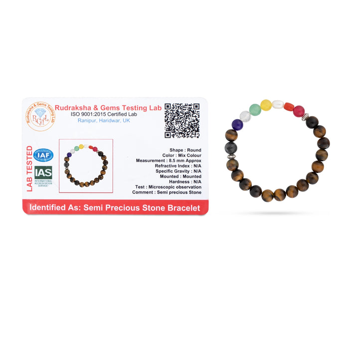 Tiger Eye Navratan Bracelet - 2.5 Inches | Gemstone Bracelet for Men & Women