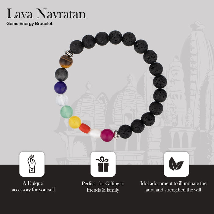 Lava Navratan Bracelet - 2.5 Inches | Bracelet with Precious Stones/ Semi Precious Stone Bracelet