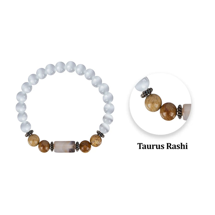 Crystal Bracelet - 2.5 Inches | Crystal Bead Hand Bracelet/ Semi Precious Stone Hand Band For Taurus Zodiac