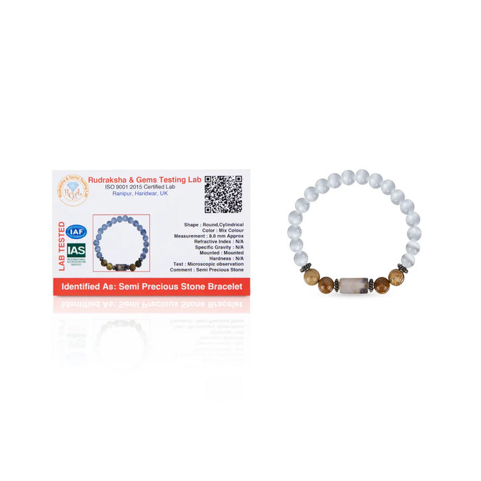 Crystal Bracelet - 2.5 Inches | Crystal Bead Hand Bracelet/ Semi Precious Stone Hand Band For Taurus Zodiac