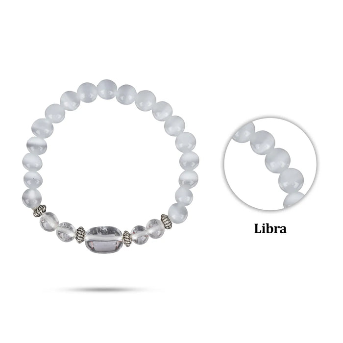 Crystal Bracelet - 2.5 Inches | Crystal Bead Hand Bracelet/ Semi Precious Stone Hand Band For Libra Zodiac