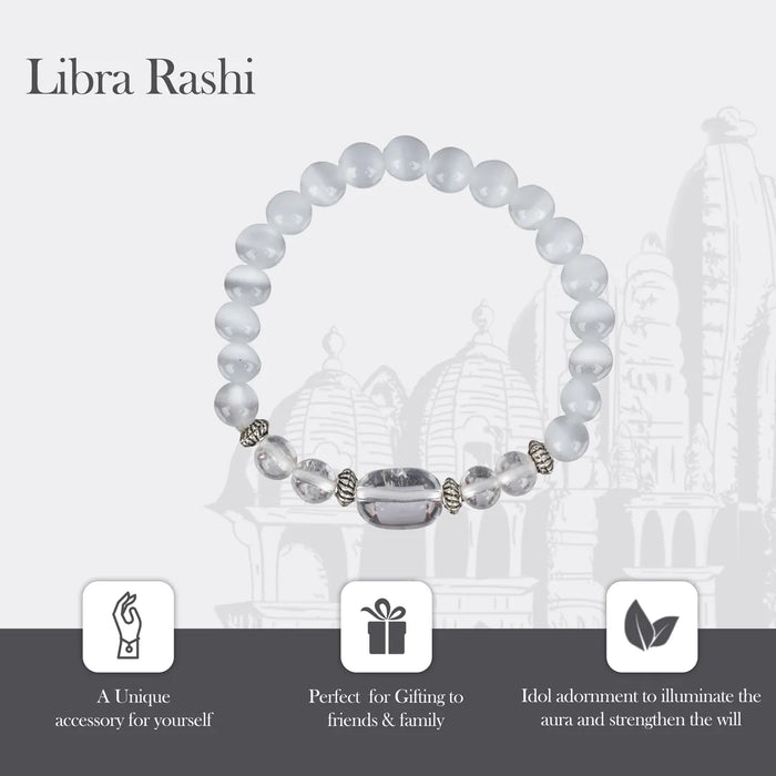Crystal Bracelet - 2.5 Inches | Crystal Bead Hand Bracelet/ Semi Precious Stone Hand Band For Libra Zodiac