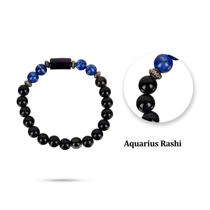 Crystal Bracelet - 2.5 Inches | Crystal Bead Hand Bracelet/ Semi Precious Stone Hand Band For Aquarius Zodiac