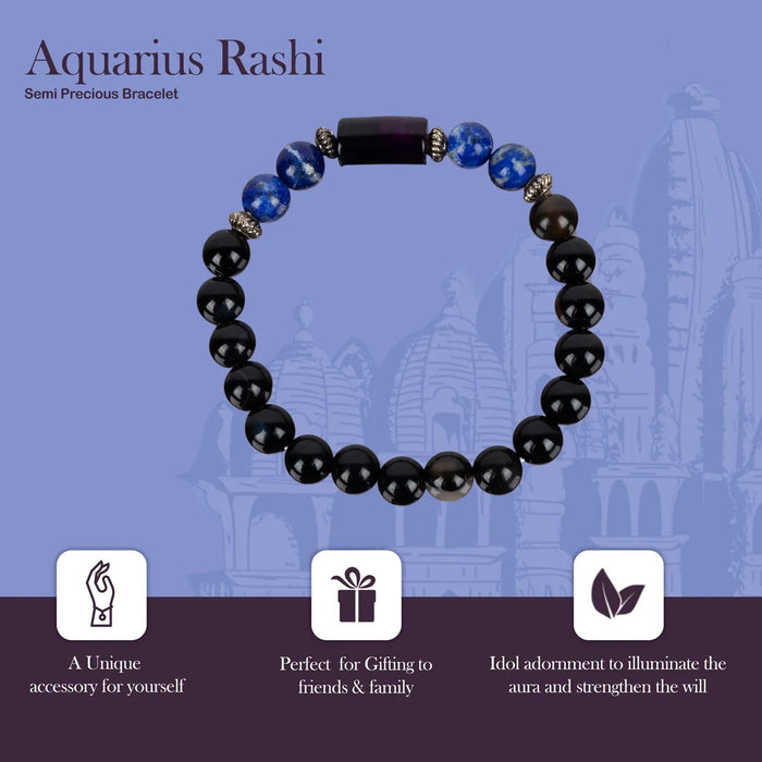 Crystal Bracelet - 2.5 Inches | Crystal Bead Hand Bracelet/ Semi Precious Stone Hand Band For Aquarius Zodiac