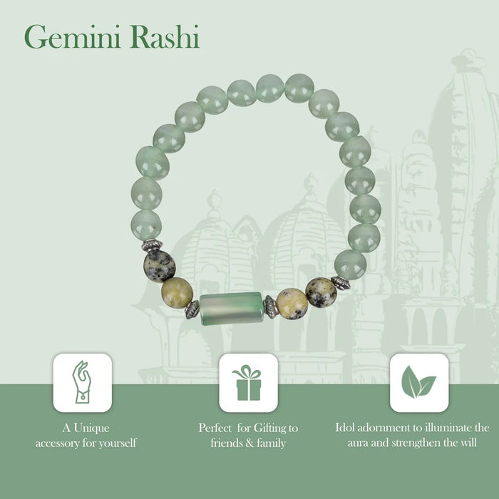 Crystal Bracelet - 2.5 Inches | Crystal Bead Hand Bracelet/ Semi Precious Stone Hand Band For Gemini Zodiac