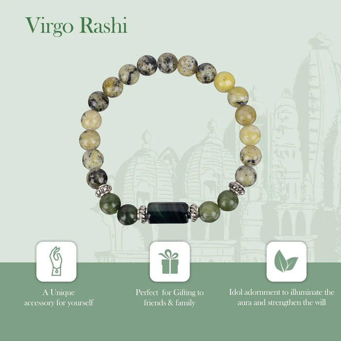 Crystal Bracelet - 2.5 Inches | Crystal Bead Hand Bracelet/ Semi Precious Stone Hand Band For Virgo Zodiac