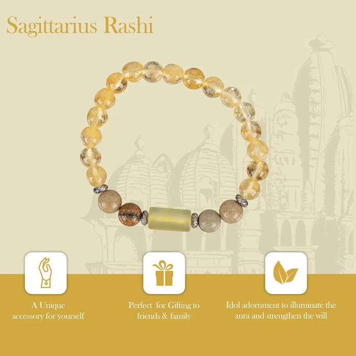 Crystal Bracelet- 2.5 Inches | Crystal Bead Hand Bracelet/ Semi Precious Stone Hand Band For Sagittarius Zodiac