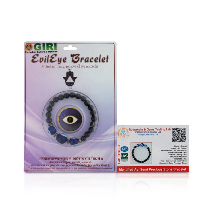 Semi Precious Evil Eye Bracelet – 2.5 Inches | Nazar Bracelet / Stone Beads Bracelet / Protective Wrist Band