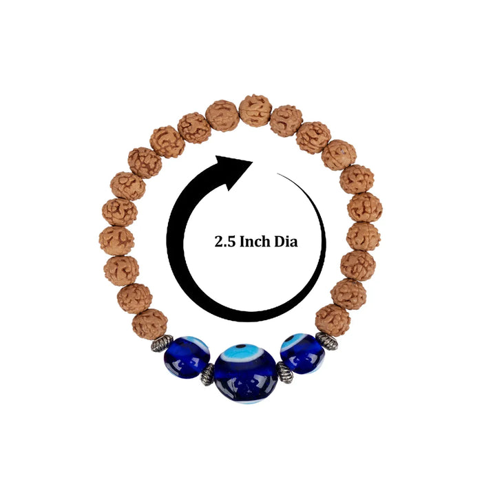 Rudraksha Evil Eye Bracelet - 2.5 Inches | Evil Eye Rudraksha Bracelet/ Rudraksha Hand Band For Spiritual Wear
