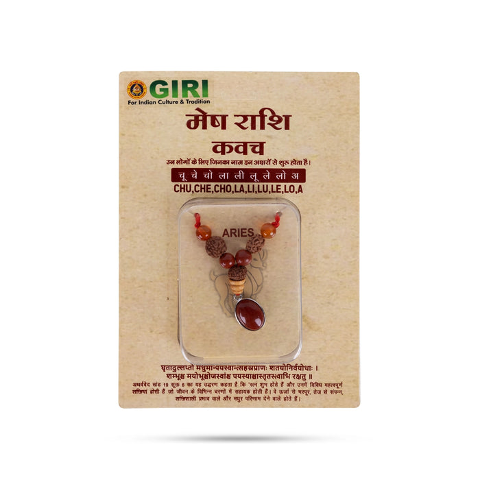 Semi Precious Stone & Rudraksha Kavach | Zodiac Jewellery / Semi Precious Jewelry For Aries Horoscope