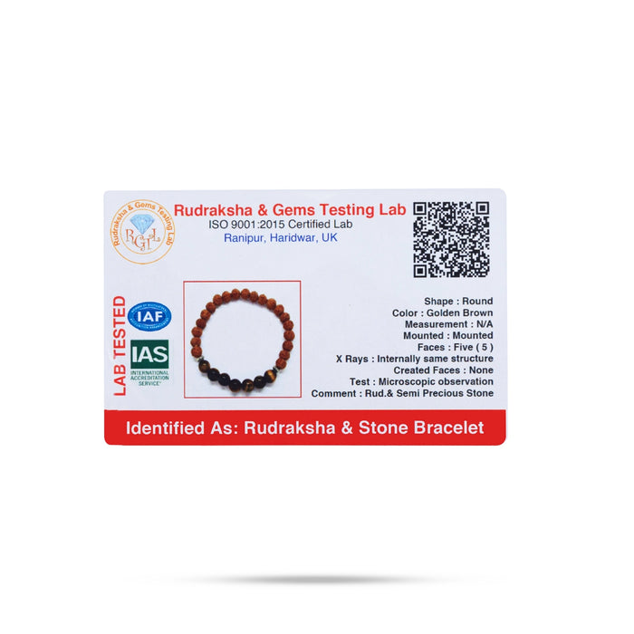 Rudraksha Tiger Eye Energy Bracelet - 2.5 Inches | Tiger Eye Bracelet/ Spiritual Hand Band for Daily Wear