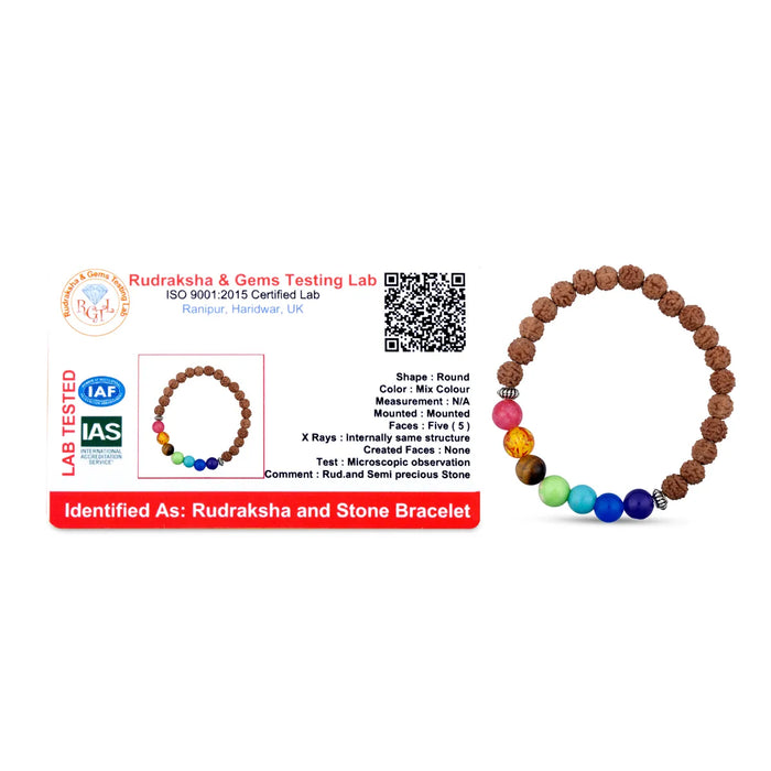 Seven Chakra Bracelet - 2.5 Inches | 7 Chakra & Rudraksha Hand Band For Spiritual Wear