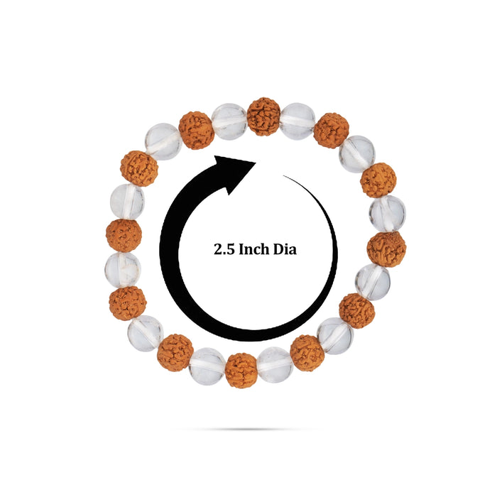 Rudraksha Sphatik Bracelet - 2.5 Inches | Elastic Type Sphatik Rudraksha Bracelet for Men and Women